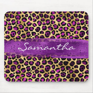 Lila och guld folie leopard penseldrag musmatta