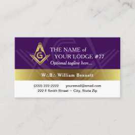 Lila och Guld Freemason Grand Lodge Masonic Visitkort