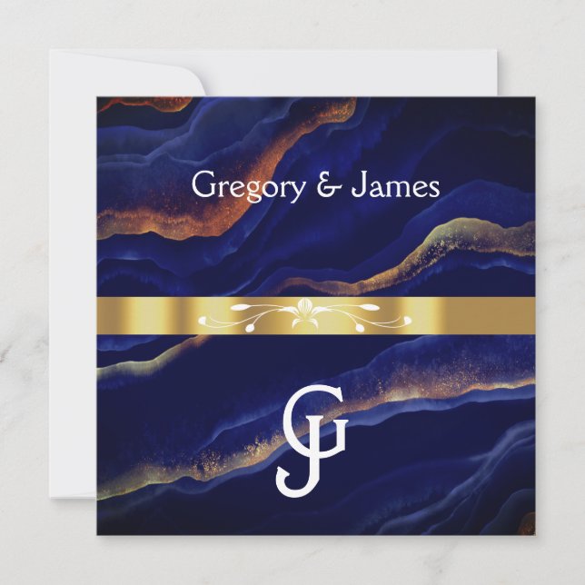 Lila och guld geod agat bröllop  inbjudningar (Framsida)