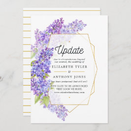 Lila och Guld Geometric Herbarium Bröllop Update Inbjudningar