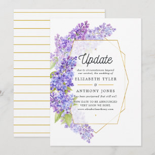 Lila och Guld Geometric Herbarium Bröllop Update Inbjudningar