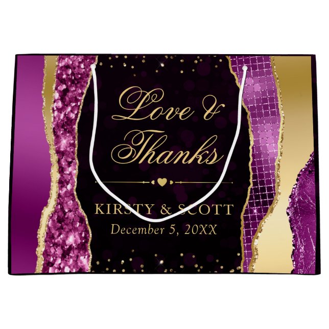 Lila och Guld Glam Tårar Bokeh Bröllop (Framsidan)