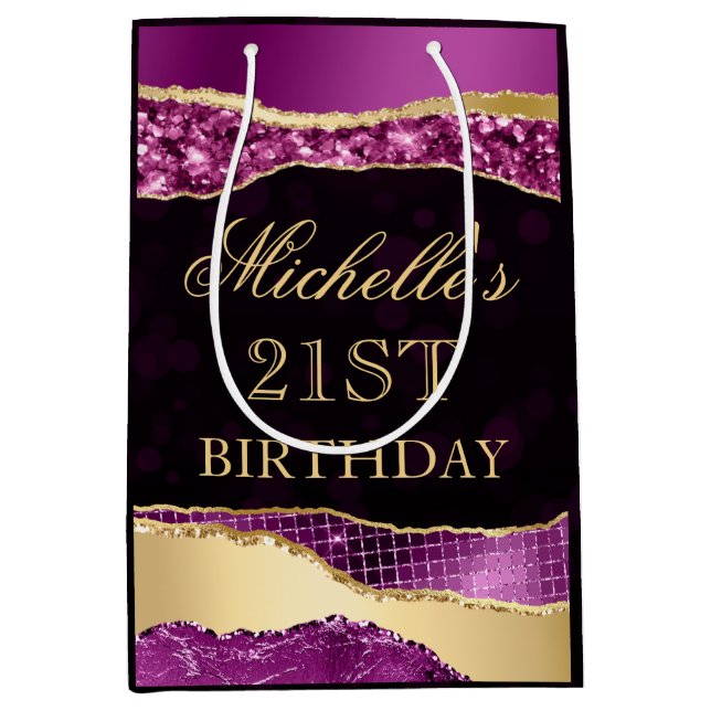 Lila och Guld Glam Tårar Bokeh Födelsedagsfest (Framsidan)