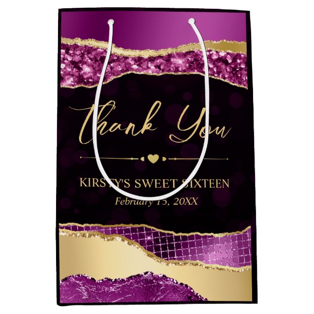 Lila och Guld Glam Tårar Bokeh Sweet sixteen (Framsidan)