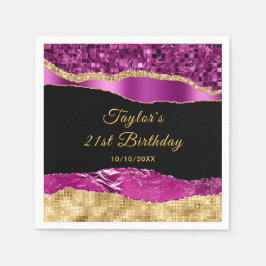 Lila och Guld Glam Tårar Födelsedagsfest Pappersservett