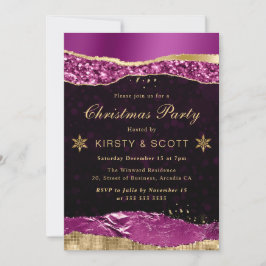Lila och Guld Glam Tårar jul Party Inbjudningar