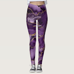 Lila och guld glitter agate leggings