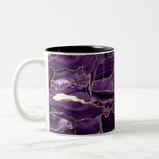 Lila och Guld Glitter Agate Två-Tonad Mugg (Vänster)