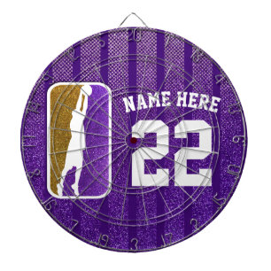 Lila och Guld Glitter Basketball Team Jersey Darttavla