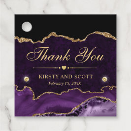 Lila och Guld Glitter Marble Agate Bröllop Gåvor Etiketter