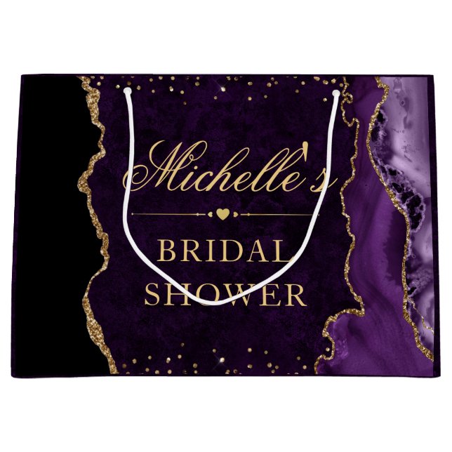 Lila och Guld Glitter Marble Agate Möhippa (Framsidan)