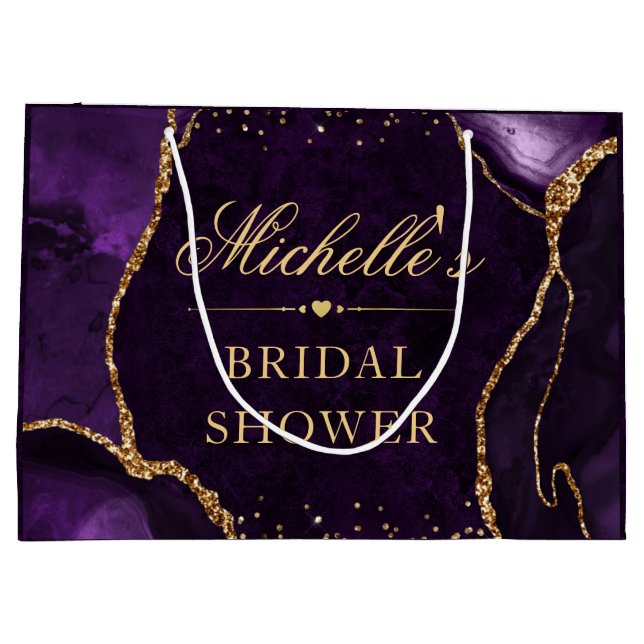 Lila och Guld Glitter Marble Agate Möhippa (Baksidan)