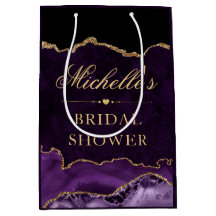 Lila och Guld Glitter Marble Agate Möhippa