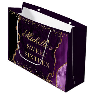 Lila och Guld Glitter Marble Agate Sweet 16