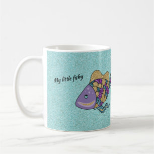 Lila och guld glitter Simmande fiskmugg Kaffemugg