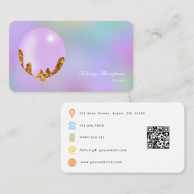 Lila- och Guld-händelsekod QR-kod Visitkort (Fram/baksida)