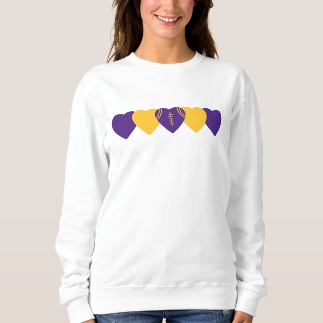 Lila och Guld Hjärtfotboll T Shirt (Framsida)