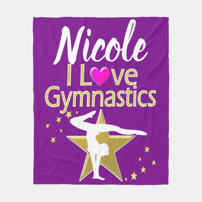 LILA OCH GULD I KÄRLEK GYMNASTICS-KONSTRUKTION FLEECEFILT (Framsidan)