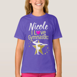 LILA OCH GULD I KÄRLEK GYMNASTICS-KONSTRUKTION T SHIRT