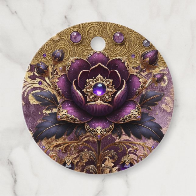 Lila och Guld judisk Tack Märkre Gåvor Etiketter (Framsida)