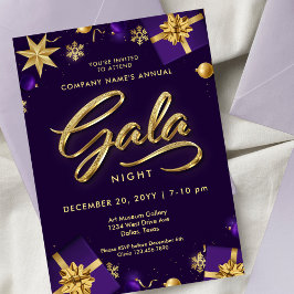 Lila och Guld Jul Gala Party Business Inbjudningar