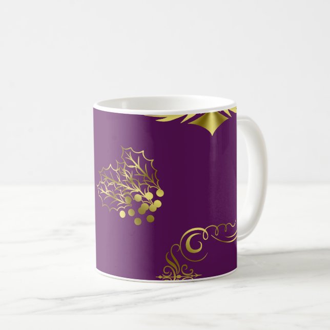 Lila och Guld jul Kaffemugg (Framsida höger)