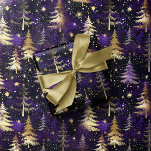 Lila och Guld Julgran Snowfalls Luxury Julafton Presentpapper