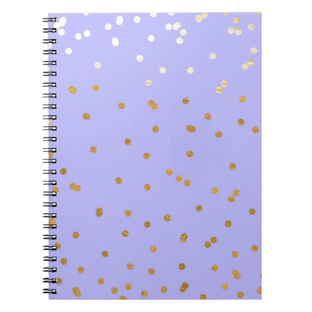 Lila och Guld Konfetti Dots Modern Glamor Glam Anteckningsbok Med Spiral (Framsidan)