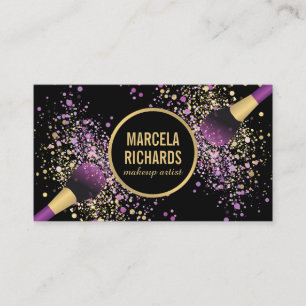 Lila och Guld konfetti Makeup-konstnär Visitkort