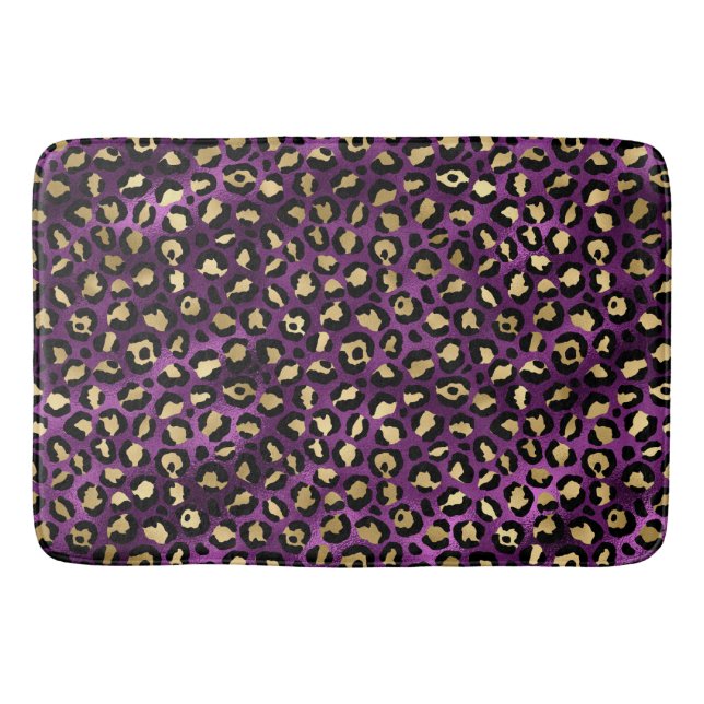 Lila och guld Leopard Serie Design 1 Badrumsmatta (Framsidan)