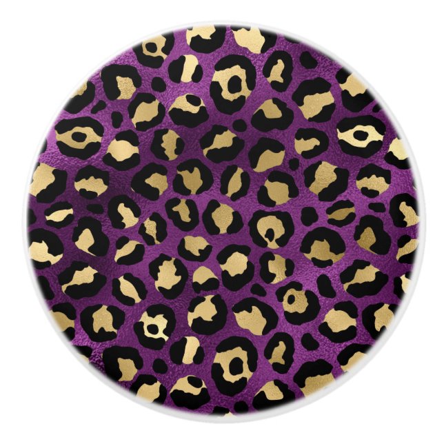 Lila och guld Leopard Serie Design 1 Knopp (Framsidan)