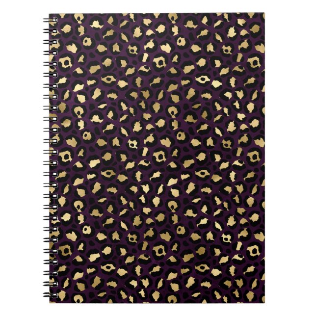 Lila och guld leopard serie design 2 anteckningsbok (Framsidan)