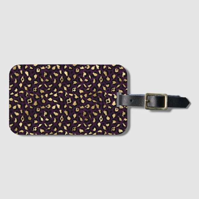 Lila och guld leopard serie design 2 bagagebricka (Framsida horisontal)