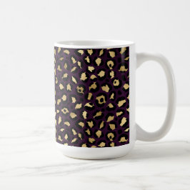 Lila och guld leopard serie design 2 kaffemugg