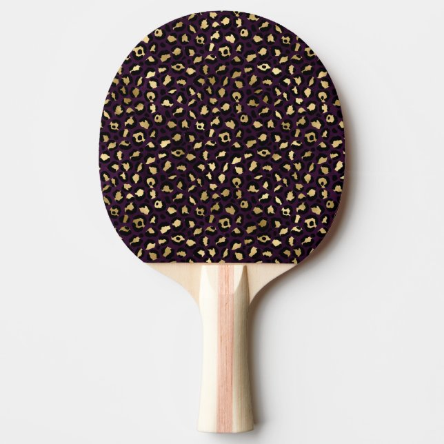 Lila och guld leopard serie design 2 pingisracket (Framsidan)