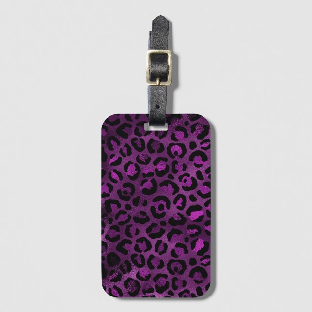 Lila och guld leopard serie design 3 bagagebricka (Framsida vertikal)