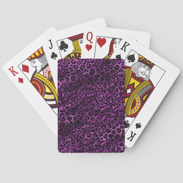 Lila och guld Leopard Serie Design 3 Casinokort (Baksidan)