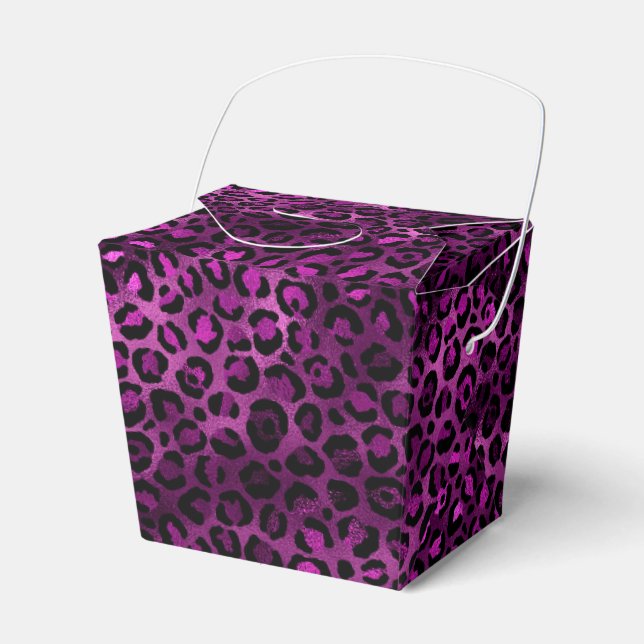 Lila och guld leopard serie design 3  presentaskar (Framsidan Sidan)