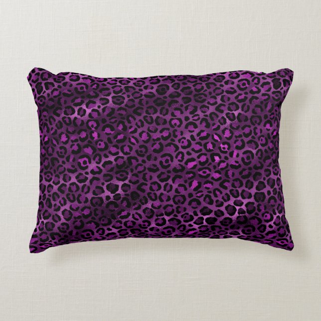 Lila och guld leopard serie design 3 prydnadskudde (Framsidan)