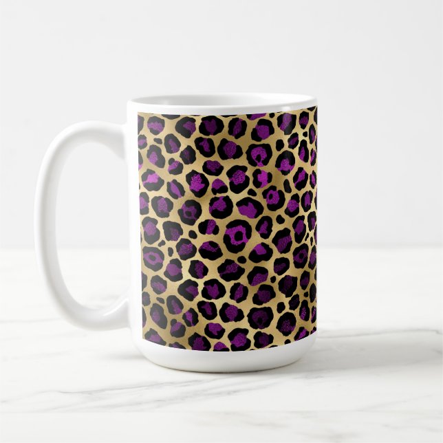Lila och guld leopard serie design 4 kaffemugg (Vänster)