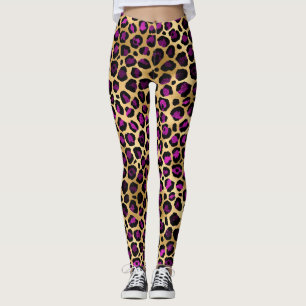 Lila och guld leopard serie design 4 leggings