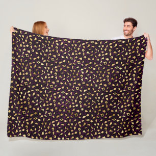 Lila och Guld Leopard Series Design 2 Fleecefilt