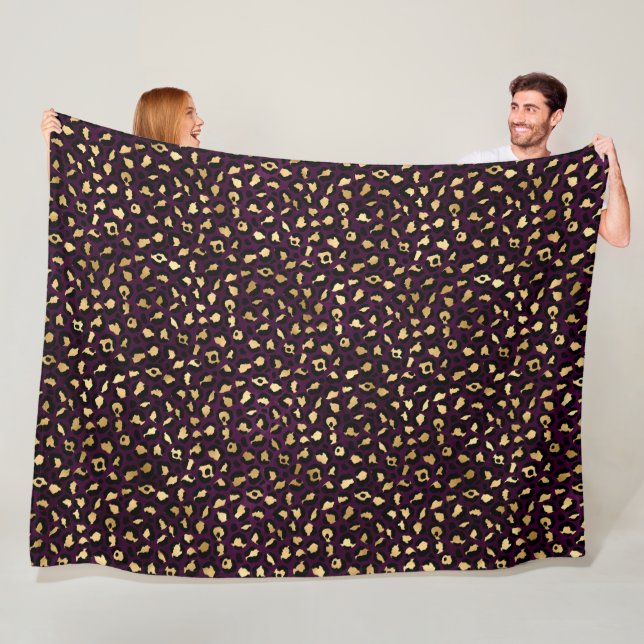 Lila och Guld Leopard Series Design 2 Fleecefilt (På plats)