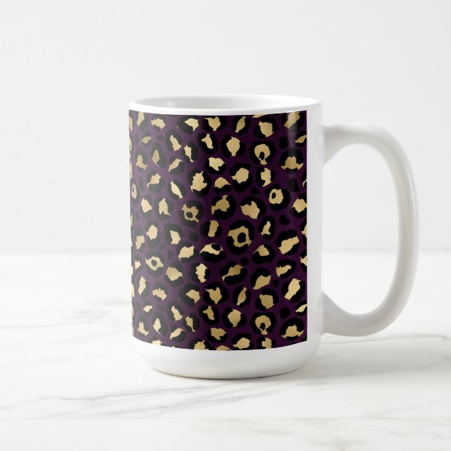 Lila och Guld Leopard Series Design 2 Kaffemugg (Höger)