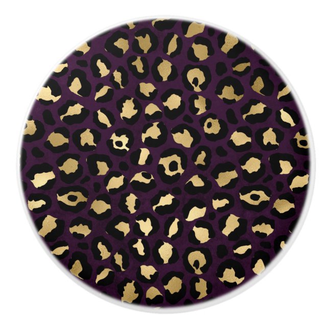 Lila och Guld Leopard Series Design 2 Knopp (Framsidan)