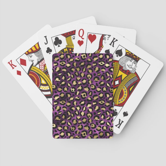 Lila och Guld Leopardseriens utformning 1 Casinokort (Baksidan)