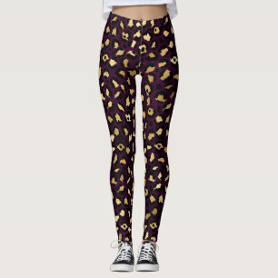 Lila och Guld Leopardy Design 2 Leggings