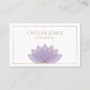 Lila och Guld Lotus Logotyp Yoga Reiki Visitkort