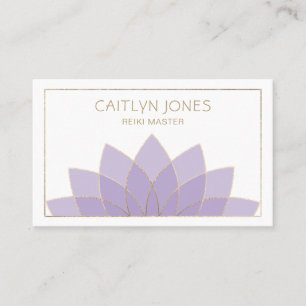 Lila och Guld Lotus Logotyp Yoga   Reiki Visitkort