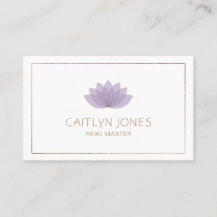 Lila och Guld Lotus Logotyp Yoga   Reiki Visitkort